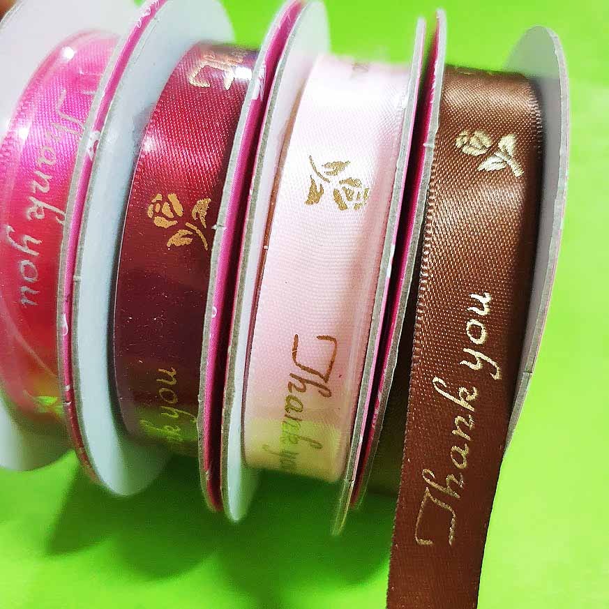 西西手工藝材料 25170 4分燙金Thank you緞帶(約200cm) 金字草寫燙金緞帶包裝緞帶蝴蝶結髮夾 滿額免運-細節圖2