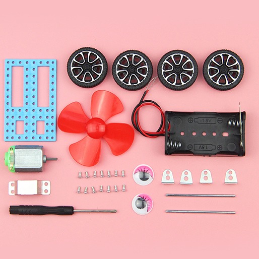 西西手工藝材料 25337 螺旋槳動力小車材料包 科學DIY中小學科學實驗教育科教材 小發明家模型小車機器車車 滿額免運-細節圖2