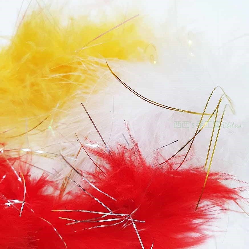 西西手工藝材料 條狀羽毛-加金(約100cm/約200cm)多色 羽毛條 絨毛條 服裝材料 舞台材料 天然羽毛 滿額免運-細節圖4