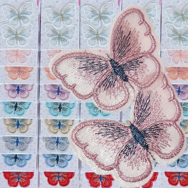 西西手工藝材料 26229 蕾絲蝴蝶(2入)約5.8x4.3cm 電繡布貼 臂章刺繡貼片 刺繡布貼 刺綉布貼 滿額免運-細節圖2
