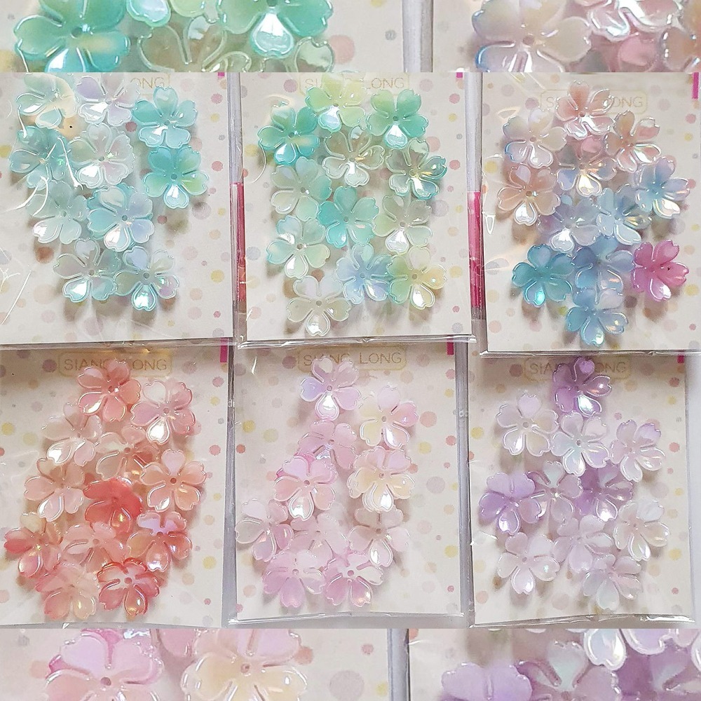 西西手工藝材料 26280 花片珠系列#16櫻花瓣 串珠隔片 五彩花帽珠托 髮繩扣 碗公扣 花型底托 髮束配件 滿額免運-細節圖6