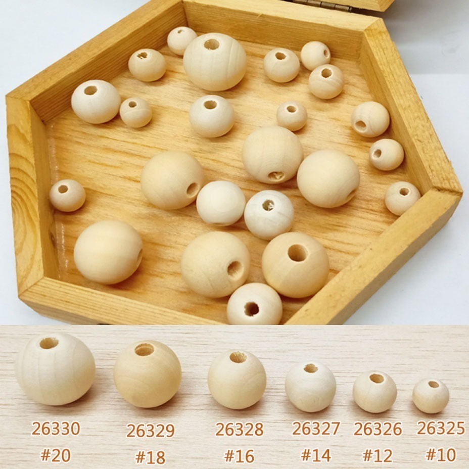 西西手工藝材料 原色圓木珠10mm~20mm 木圓珠 大孔珠 大珠子 捕夢網 串珠串 原木珠 散珠 大顆訓練珠 滿額免運-細節圖2