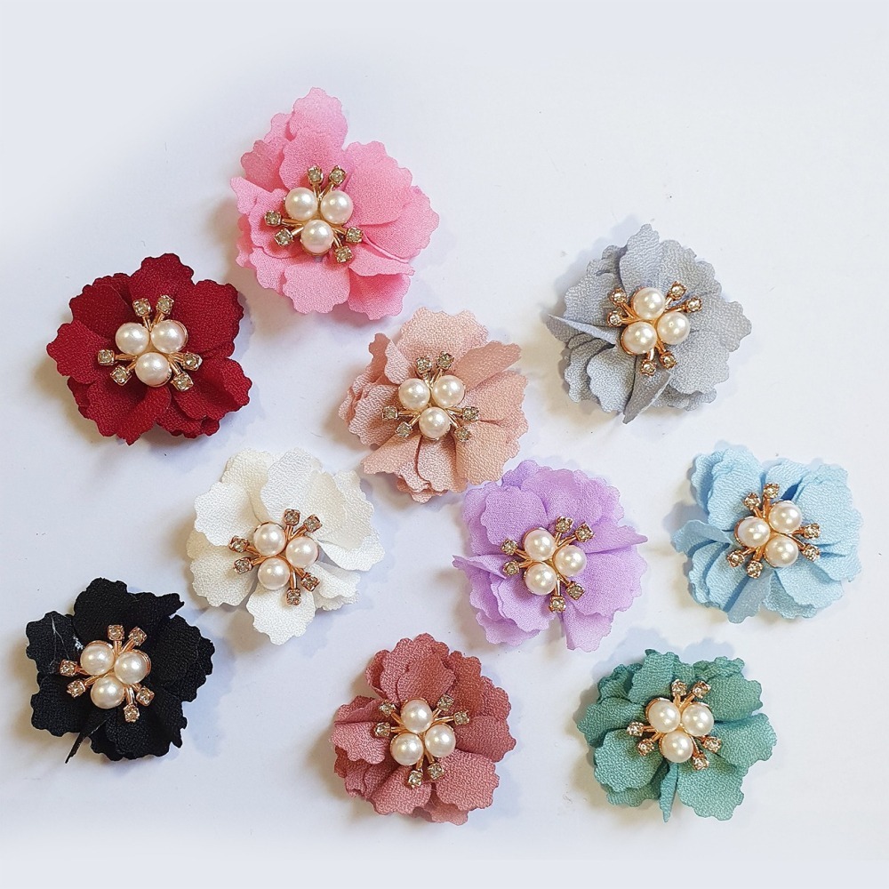 西西手工藝材料 26303 加鑽花貼飾系列#04珍珠花(1入) 小花飾 花片 服裝點綴花 布書材料 裝飾花素材 滿額免運-細節圖3