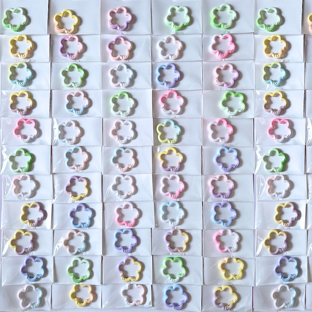 西西手工藝材料 26888 花朵漸變彈簧扣(1入)直徑約28mm顏色隨機 花形彈簧扣環彈簧 五金屬扣花型連接圈 滿額免運-細節圖2