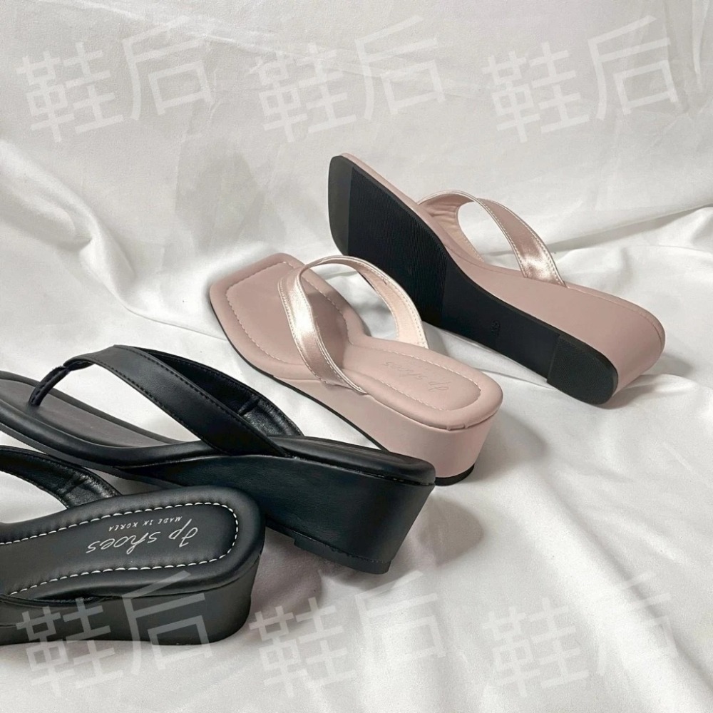 Shoes Queen | 台南現貨+預購（高約5公分）高級感滿滿 方頭楔型人字拖 352⚡夾腳 涼拖鞋 #夏季必備-細節圖7