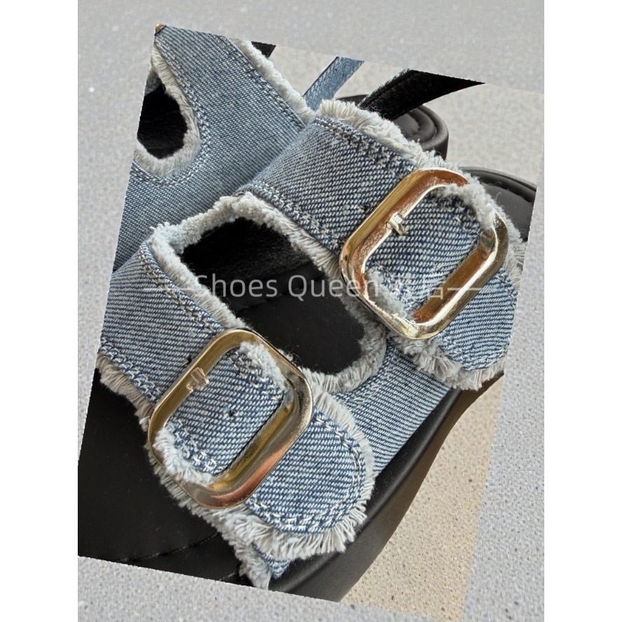 Shoes Queen | 台南出貨 質感超好 5327 |韓系高級感滿分%雙扣厚底涼鞋｜毛邊設計 顯瘦增高 百搭鬆糕-細節圖7
