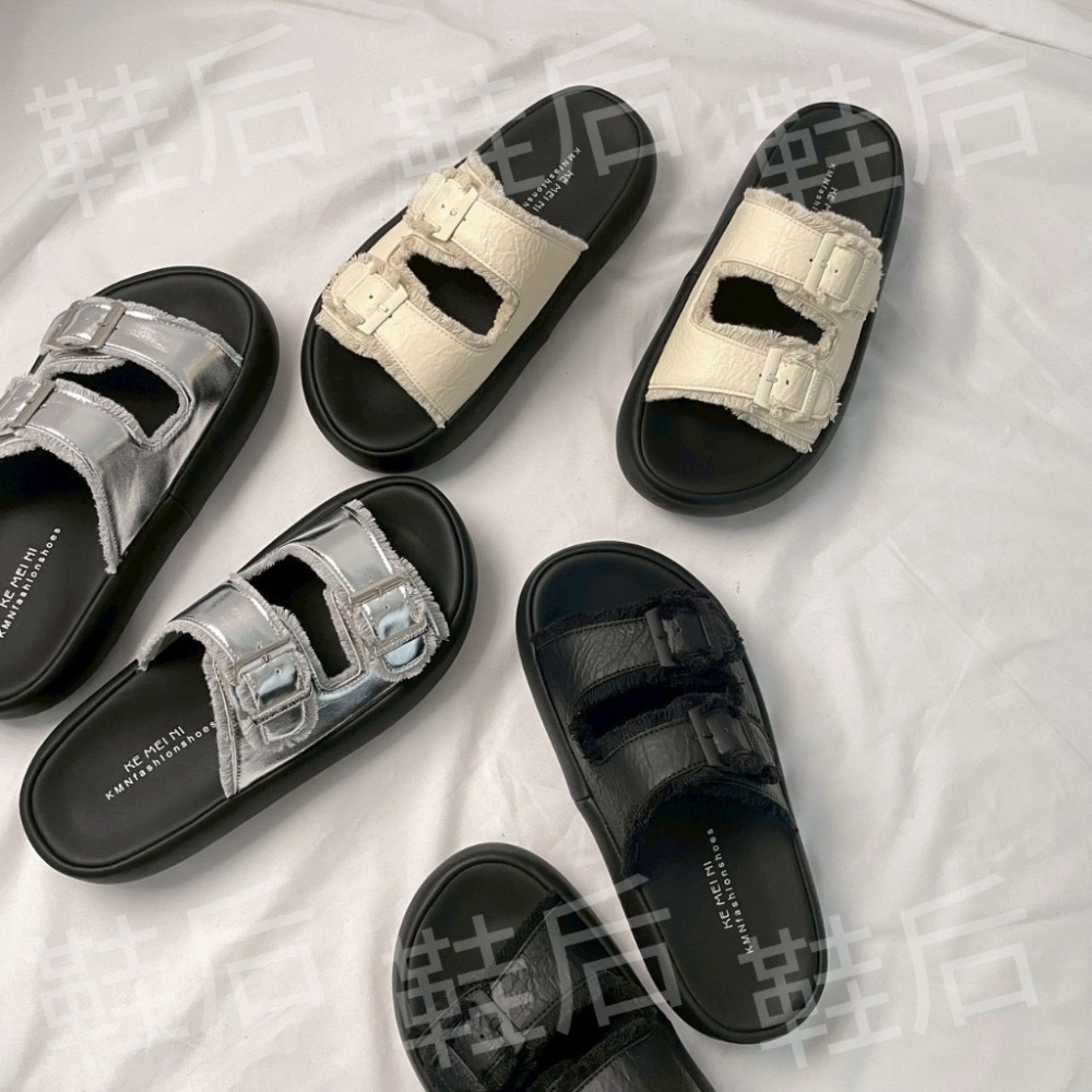 Shoes Queen | 台南現貨+預購｜超爆款 |有41號 ｜人氣流蘇款 雙條拖鞋 638 ⭐ 舒適軟底 厚底-細節圖8
