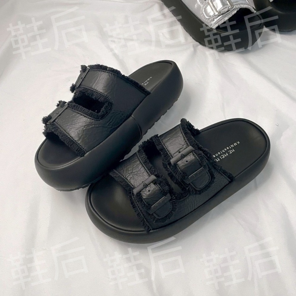 Shoes Queen | 台南現貨+預購｜超爆款 |有41號 ｜人氣流蘇款 雙條拖鞋 638 ⭐ 舒適軟底 厚底-規格圖9
