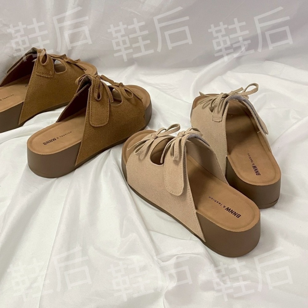 Shoes Queen | 台南出貨| / 波西米亞風 蝴蝶結勃肯拖 105⚡超軟底4.5公分厚底拖鞋 #度假必備-細節圖2