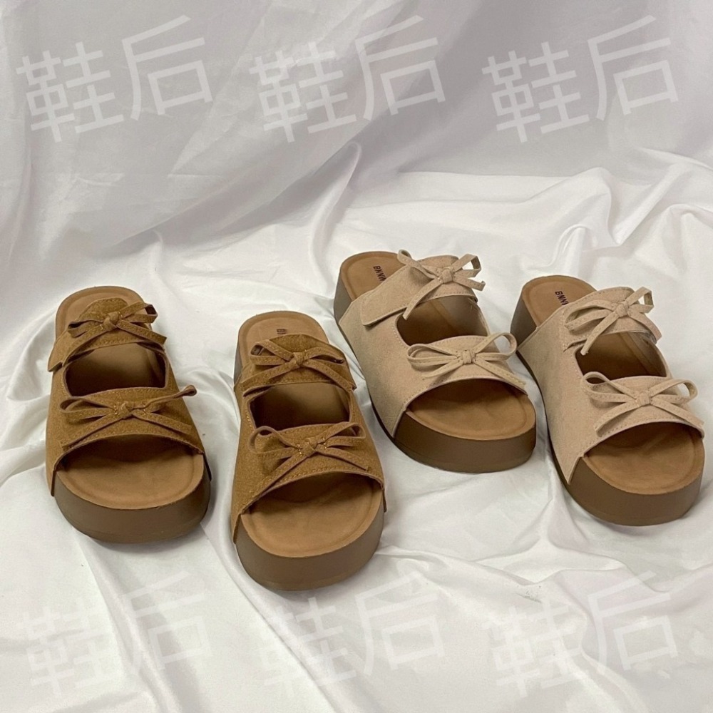 Shoes Queen | 台南出貨| / 波西米亞風 蝴蝶結勃肯拖 105⚡超軟底4.5公分厚底拖鞋 #度假必備-細節圖8