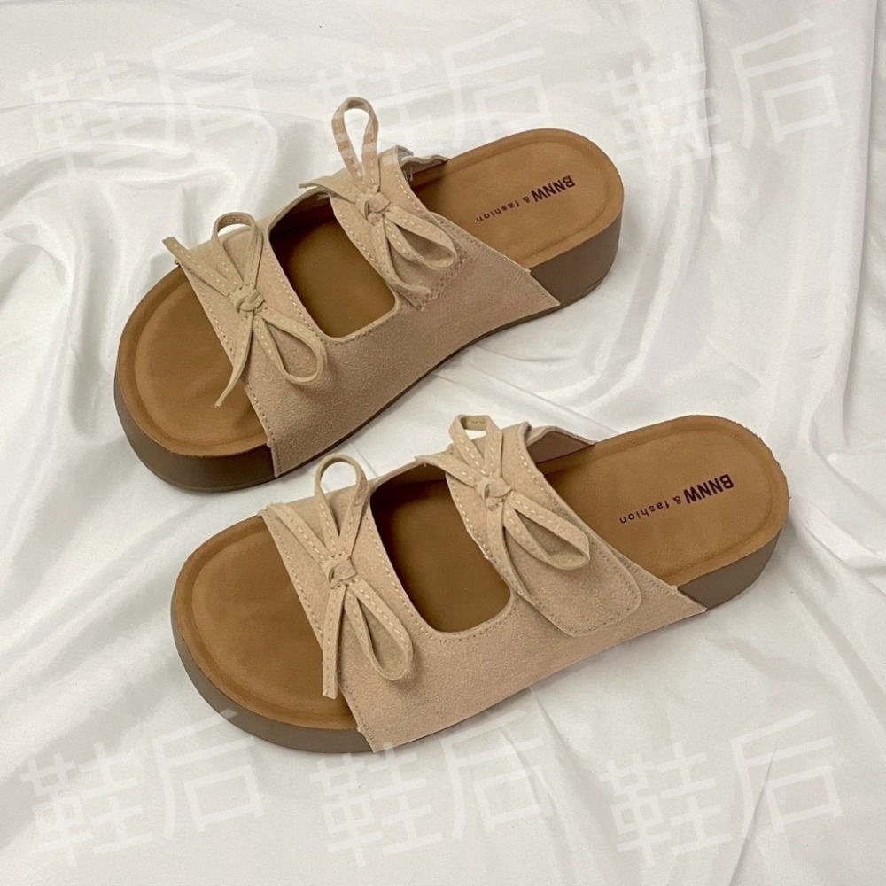 Shoes Queen | 台南出貨| / 波西米亞風 蝴蝶結勃肯拖 105⚡超軟底4.5公分厚底拖鞋 #度假必備-規格圖9