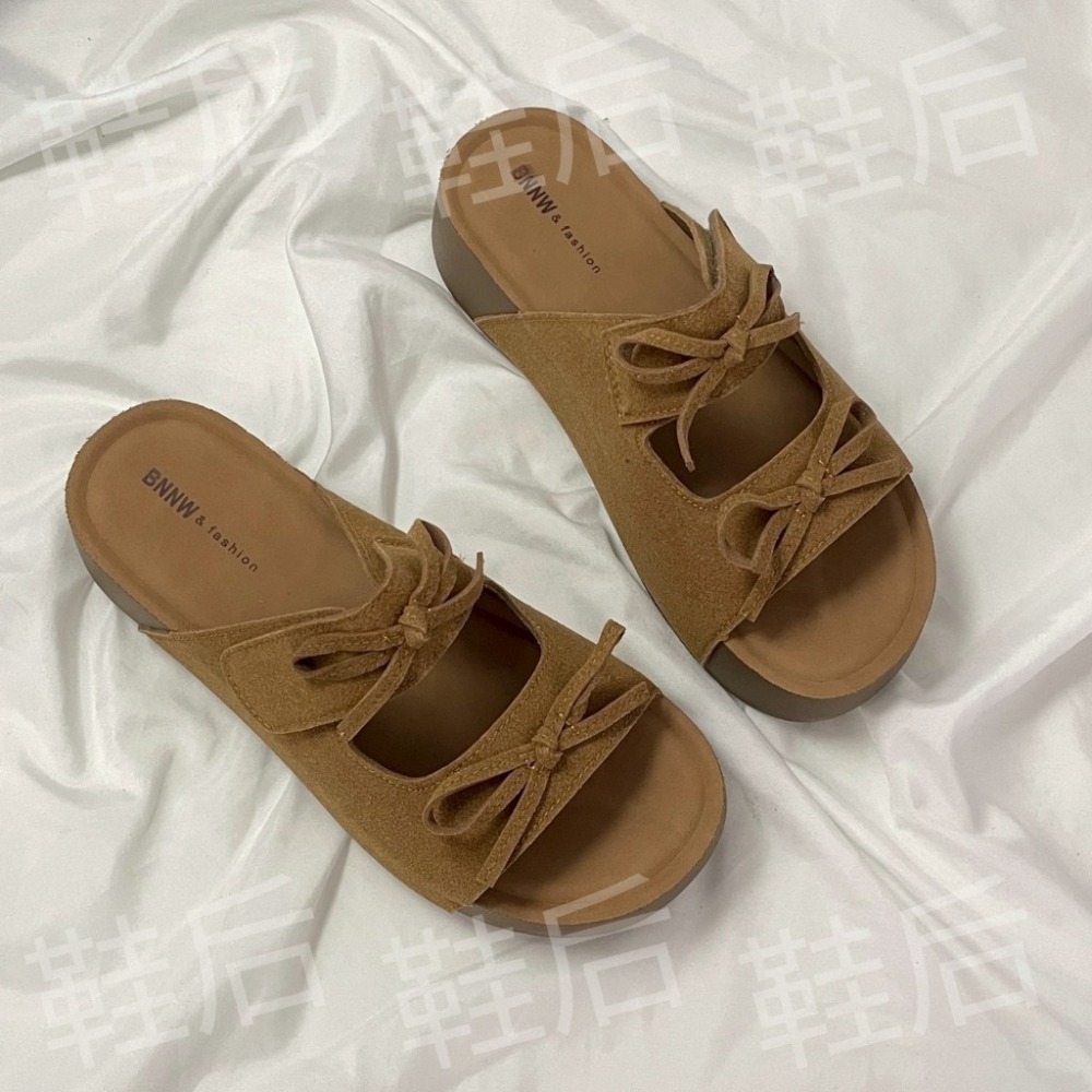 Shoes Queen | 台南出貨| / 波西米亞風 蝴蝶結勃肯拖 105⚡超軟底4.5公分厚底拖鞋 #度假必備-規格圖9