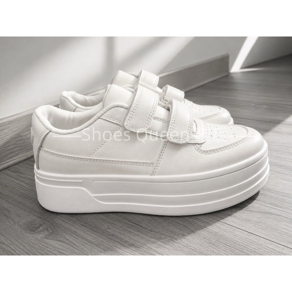 Shoes Queen ｜台南出貨｜經典小白鞋 70 |韓系厚底魔鬼氈小白鞋｜增高百搭休閒鞋-細節圖2