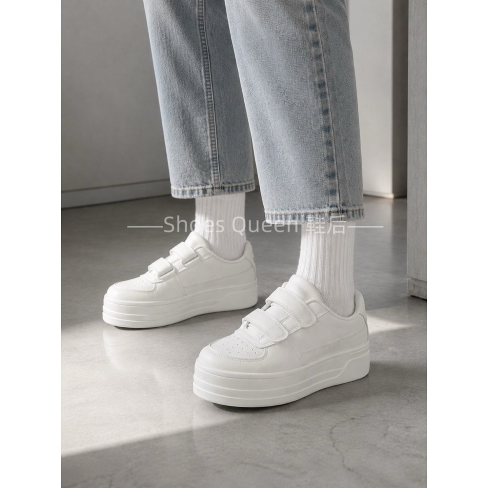 Shoes Queen ｜台南出貨｜經典小白鞋 70 |韓系厚底魔鬼氈小白鞋｜增高百搭休閒鞋-規格圖7