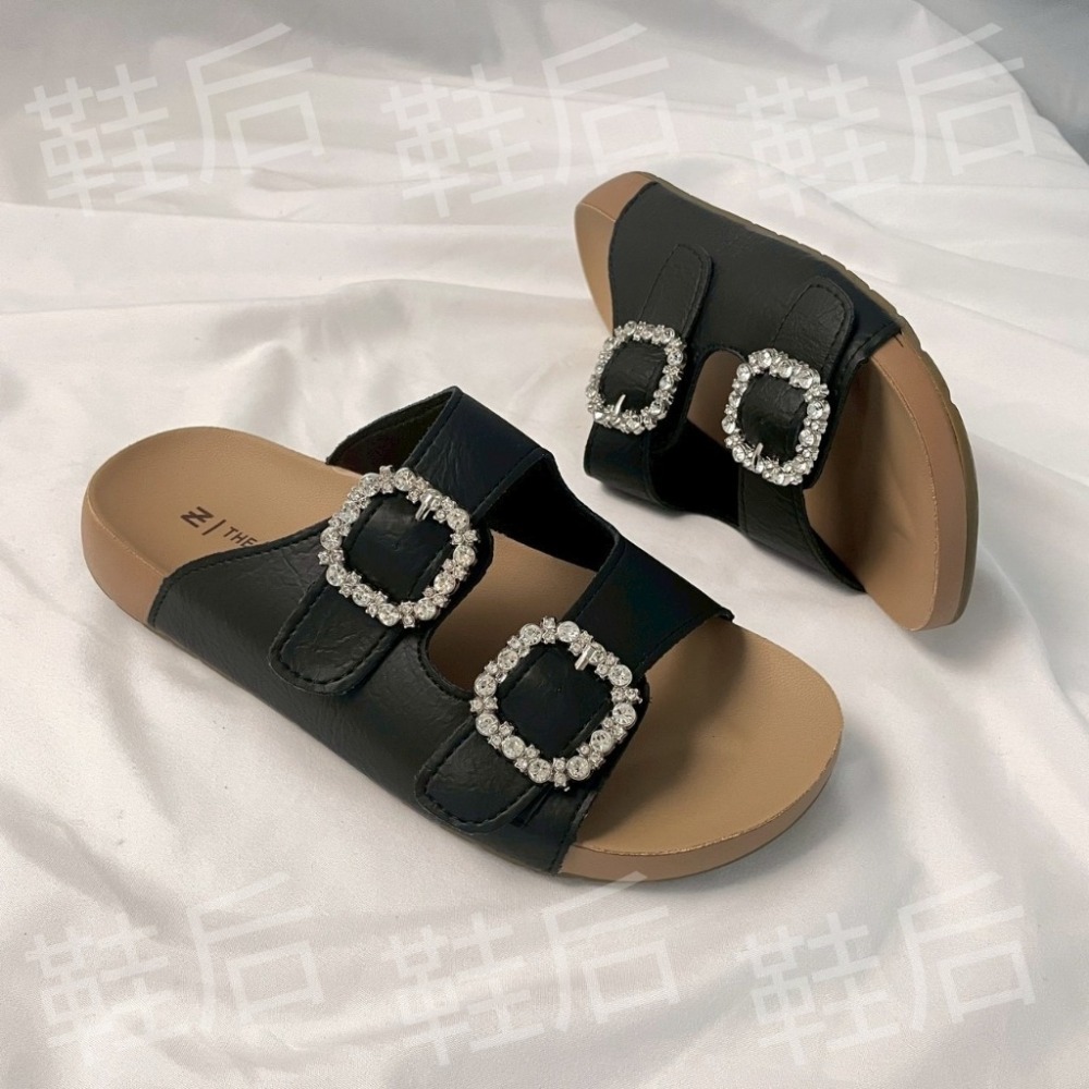Shoes Queen | 台南全現貨+預購 / 水鑽框 皮革勃肯拖 026⚡休閒 平底拖鞋-規格圖9