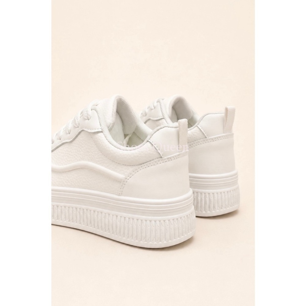 shoes Queen |台南出貨 | 60 韓系厚底增高小白鞋｜3.5cm前掌4cm後跟｜百搭休閒鞋 質感女鞋-細節圖5