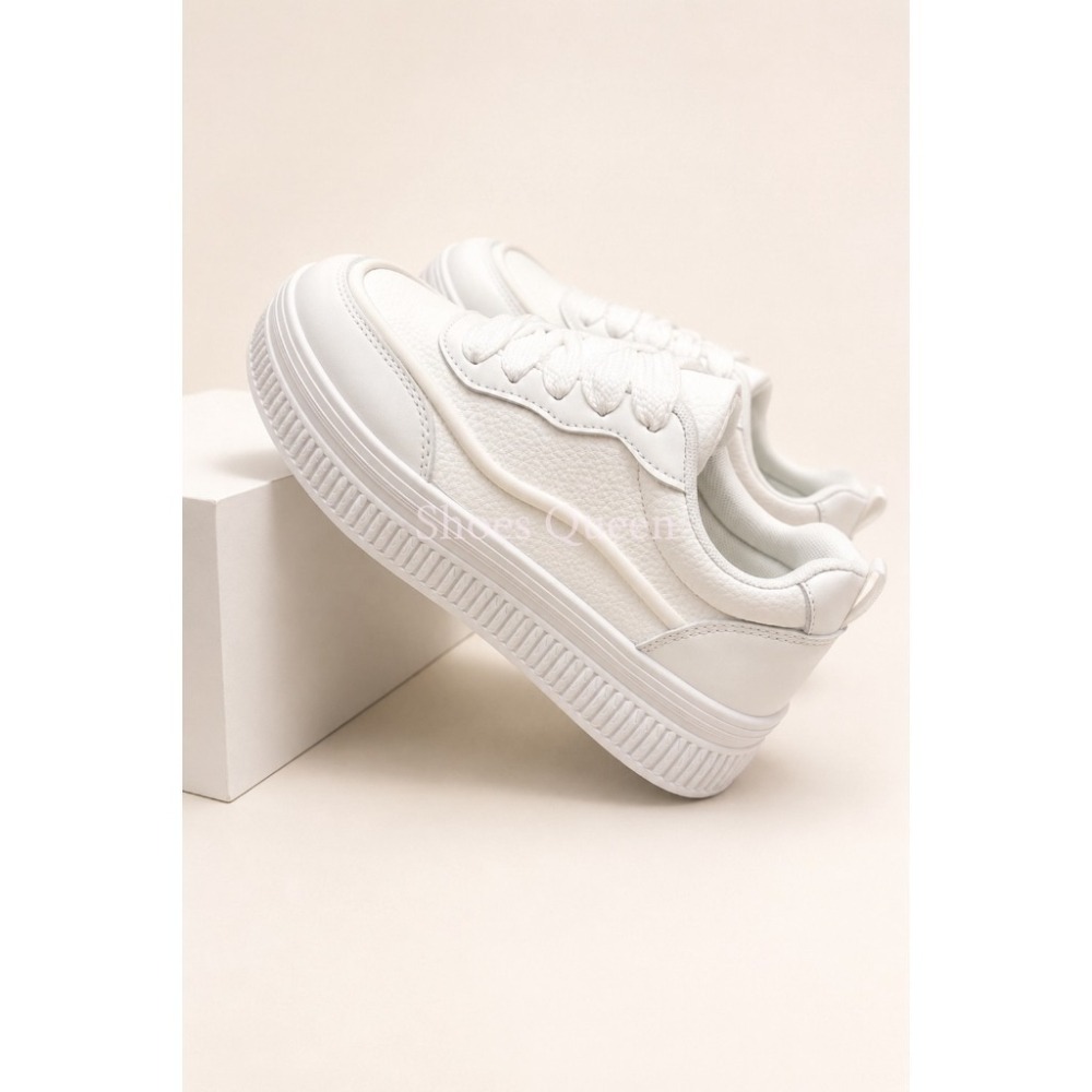 shoes Queen |台南出貨 | 60 韓系厚底增高小白鞋｜3.5cm前掌4cm後跟｜百搭休閒鞋 質感女鞋-細節圖8
