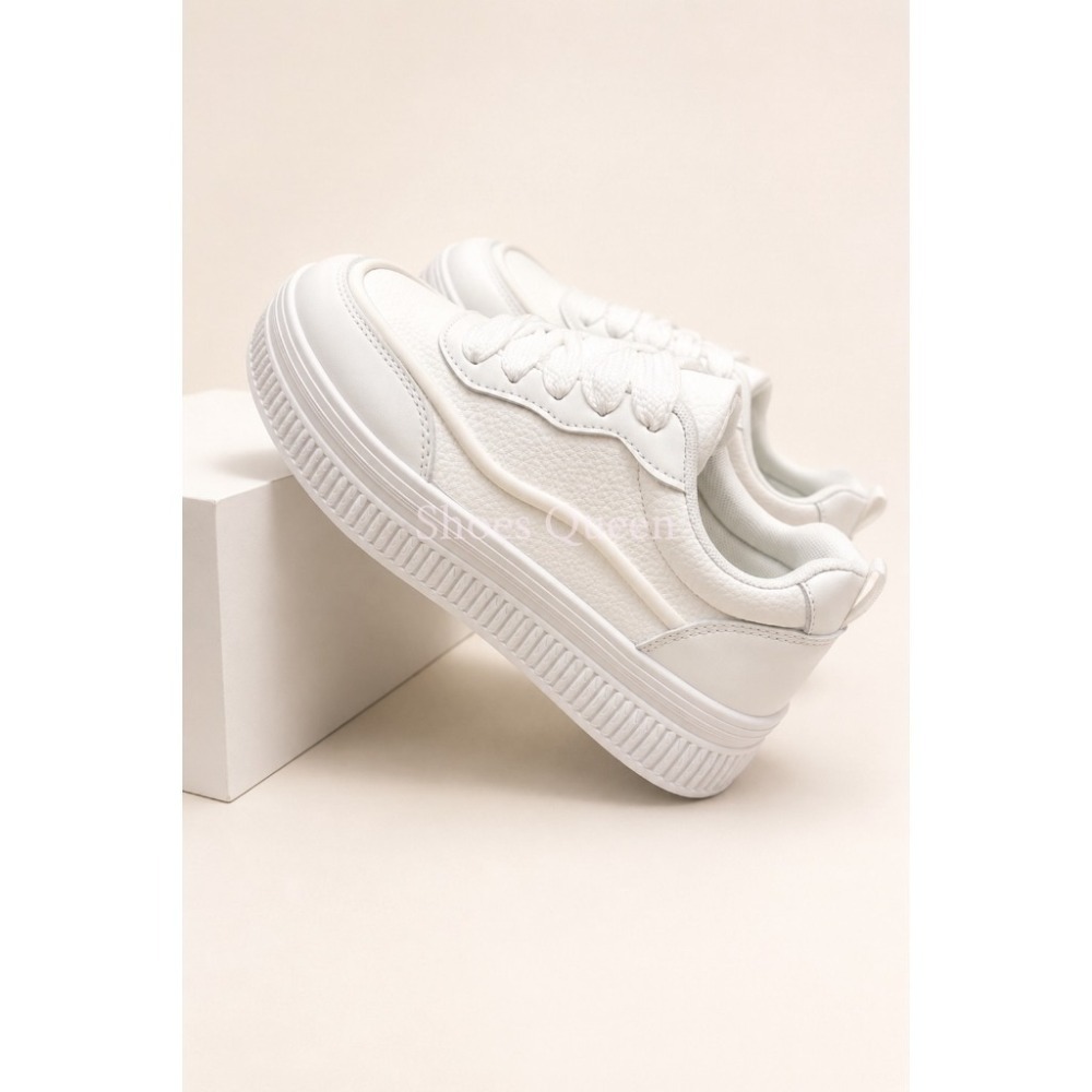 shoes Queen |台南出貨 | 60 韓系厚底增高小白鞋｜3.5cm前掌4cm後跟｜百搭休閒鞋 質感女鞋-規格圖9