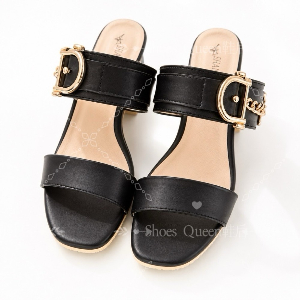 Shoes Queen鞋后｜台南現貨+預購｜台灣製 % 質感金釦粗跟穆勒拖鞋｜顯瘦百搭.約會通勤必備7097-規格圖8