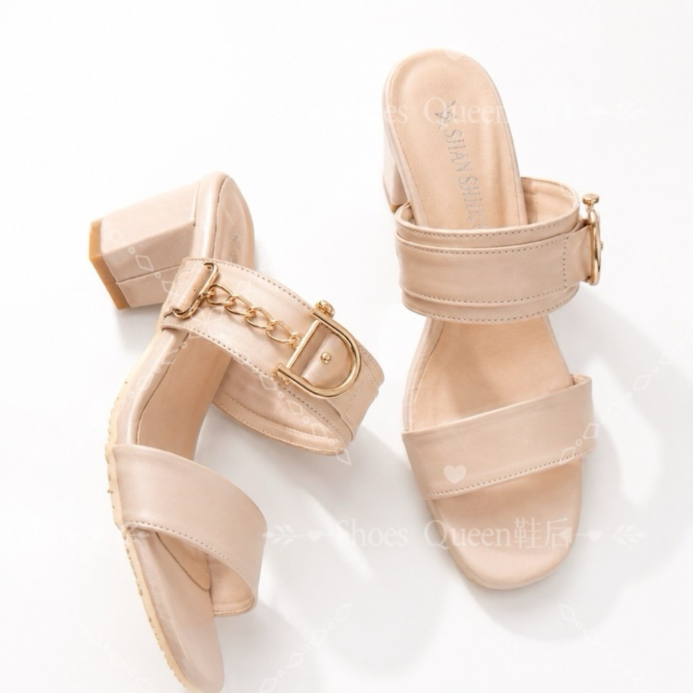 Shoes Queen鞋后｜台南現貨+預購｜台灣製 % 質感金釦粗跟穆勒拖鞋｜顯瘦百搭.約會通勤必備7097-規格圖8