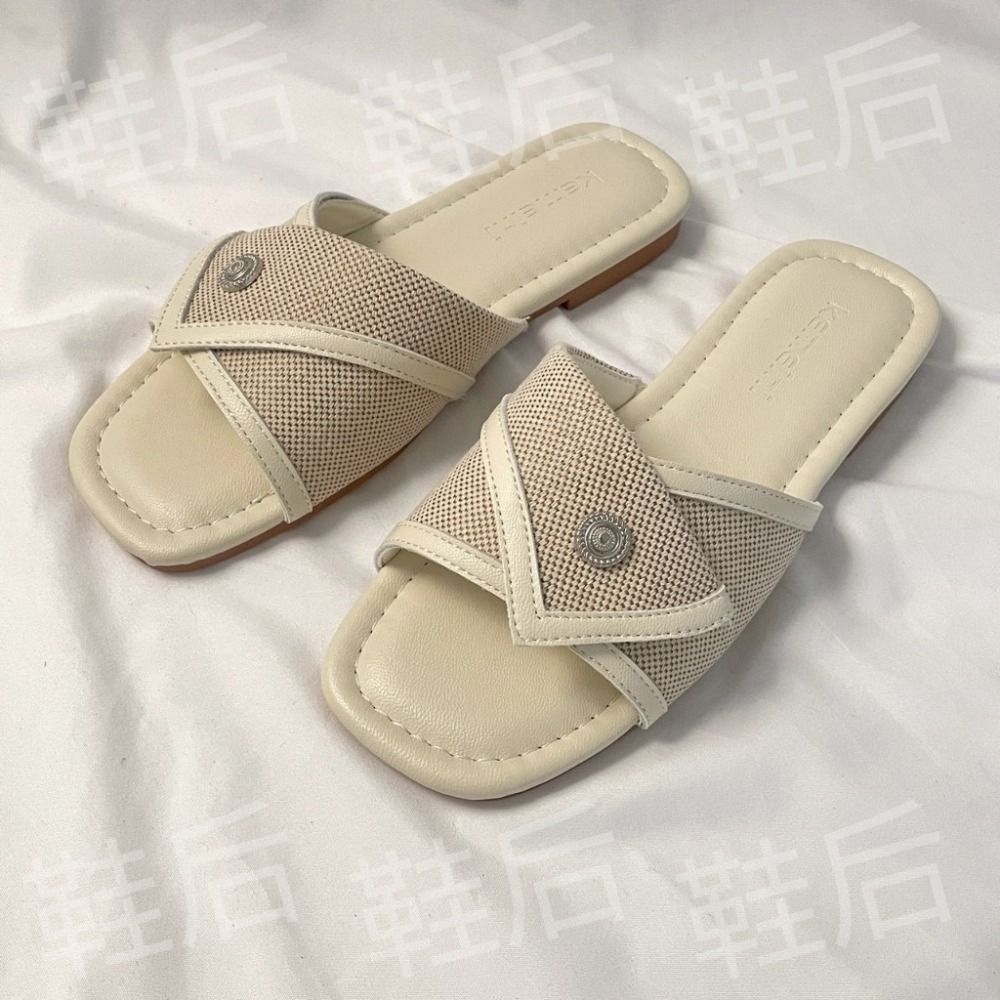 Shoes Queen | 台南最後現貨出貨 / 夏天必穿 |麻布拼接 小方頭度假拖鞋 6381⚡韓版 休閒 平底拖鞋-規格圖8
