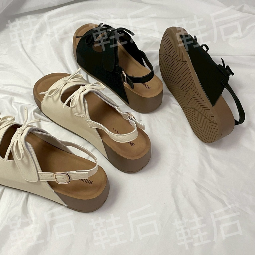 Shoes Queen | 台南出貨 / 軟Q厚底 蝴蝶結4公分厚底涼鞋 107｜韓系氣質百搭・顯瘦好走・軟底舒適拖鞋-細節圖3