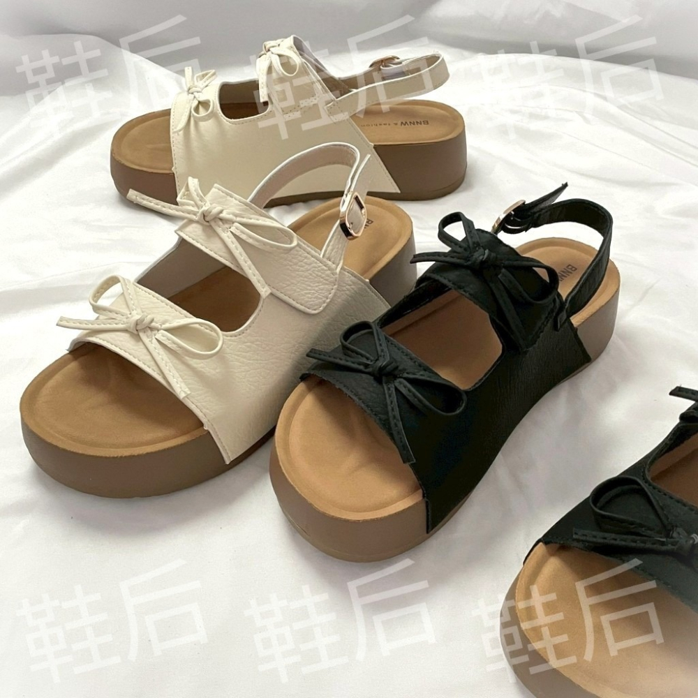 Shoes Queen | 台南出貨 / 軟Q厚底 蝴蝶結4公分厚底涼鞋 107｜韓系氣質百搭・顯瘦好走・軟底舒適拖鞋-細節圖5
