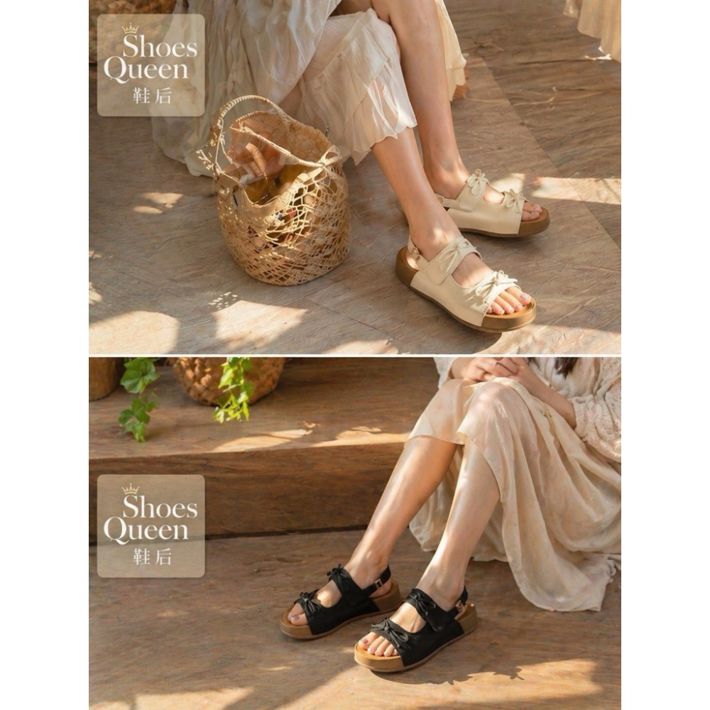 Shoes Queen | 台南出貨 / 軟Q厚底 蝴蝶結4公分厚底涼鞋 107｜韓系氣質百搭・顯瘦好走・軟底舒適拖鞋-細節圖6