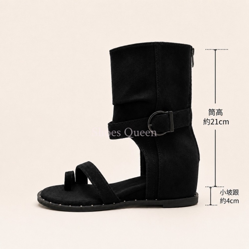 Shoes Queen | 台南現貨+預購 6613焦點女王鞋 |羅馬涼靴｜顯腿長｜修腿神器｜百搭黑色戰士鞋-細節圖4