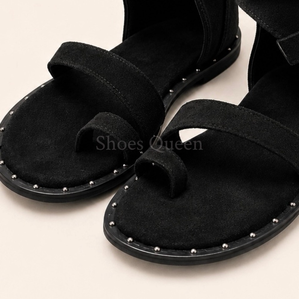 Shoes Queen | 台南現貨+預購 6613焦點女王鞋 |羅馬涼靴｜顯腿長｜修腿神器｜百搭黑色戰士鞋-細節圖5