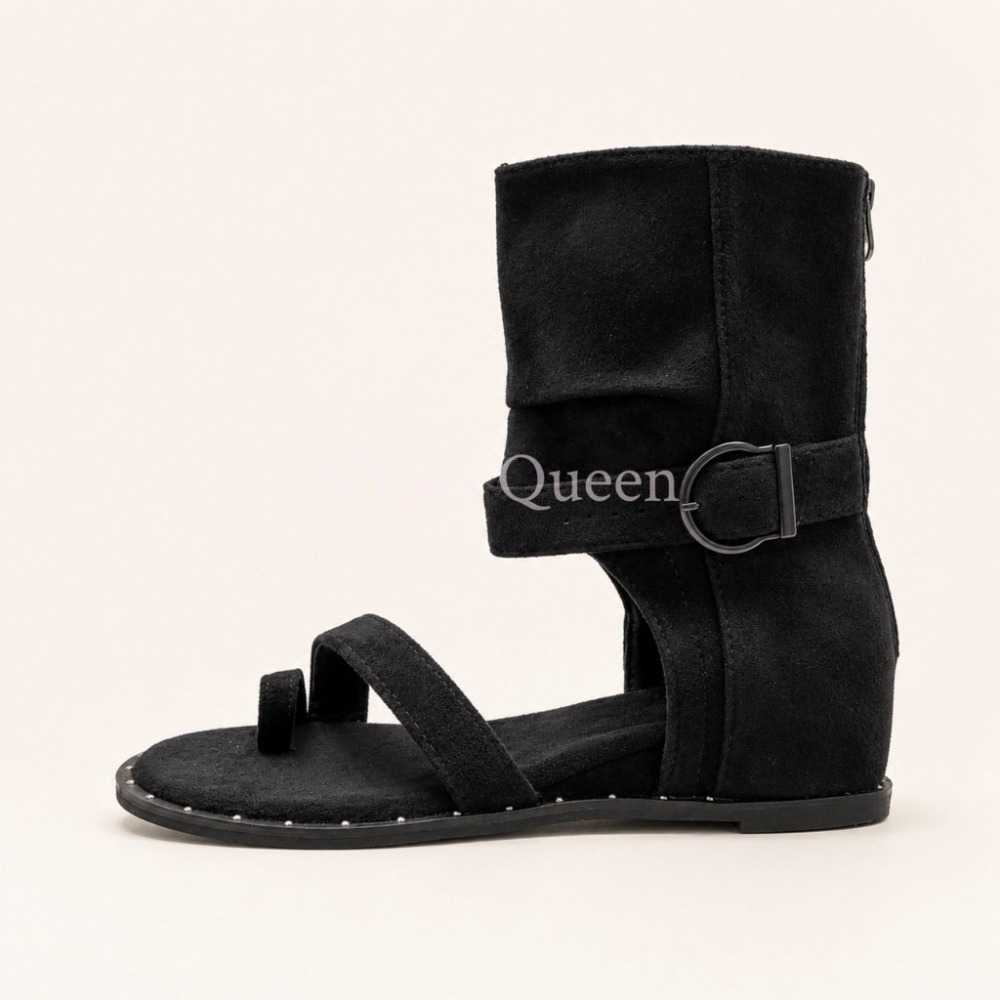 Shoes Queen | 台南現貨+預購 6613焦點女王鞋 |羅馬涼靴｜顯腿長｜修腿神器｜百搭黑色戰士鞋-細節圖8