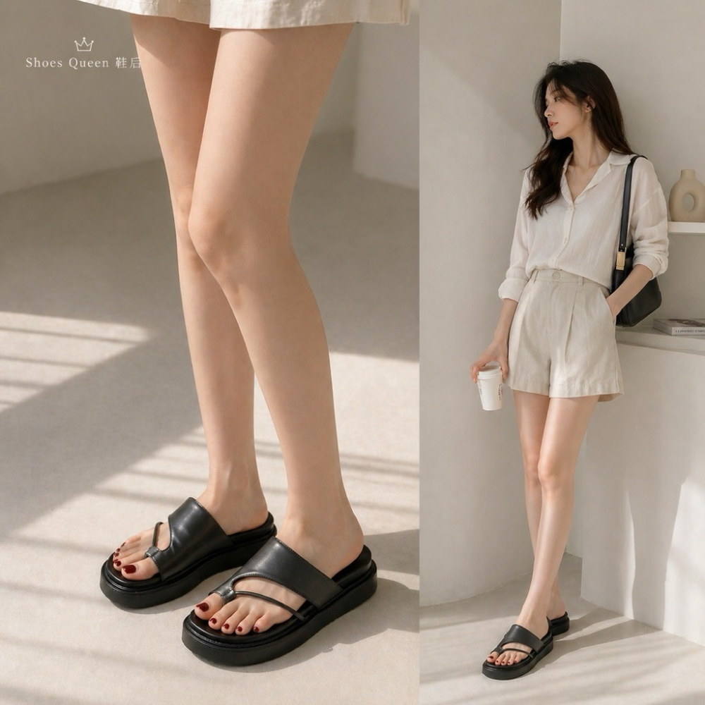 Shoes Queen 鞋后｜台南出貨｜夏日質感人字拖・輕盈舒適・極簡百搭厚底涼拖333-細節圖4