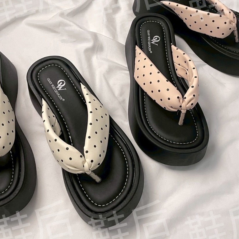 Shoes Queen |台南出貨 / 超Q厚底點點 |夾腳拖 373🩷 可愛 人字拖 涼拖鞋 #度假必備-細節圖3