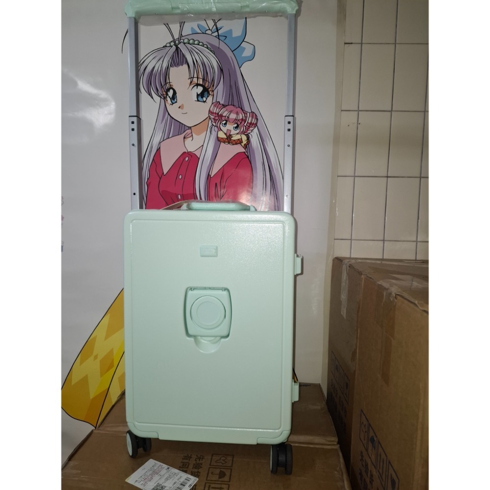 (屁蛋行李箱小舖)二手綠色寬拉桿行李箱-細節圖2