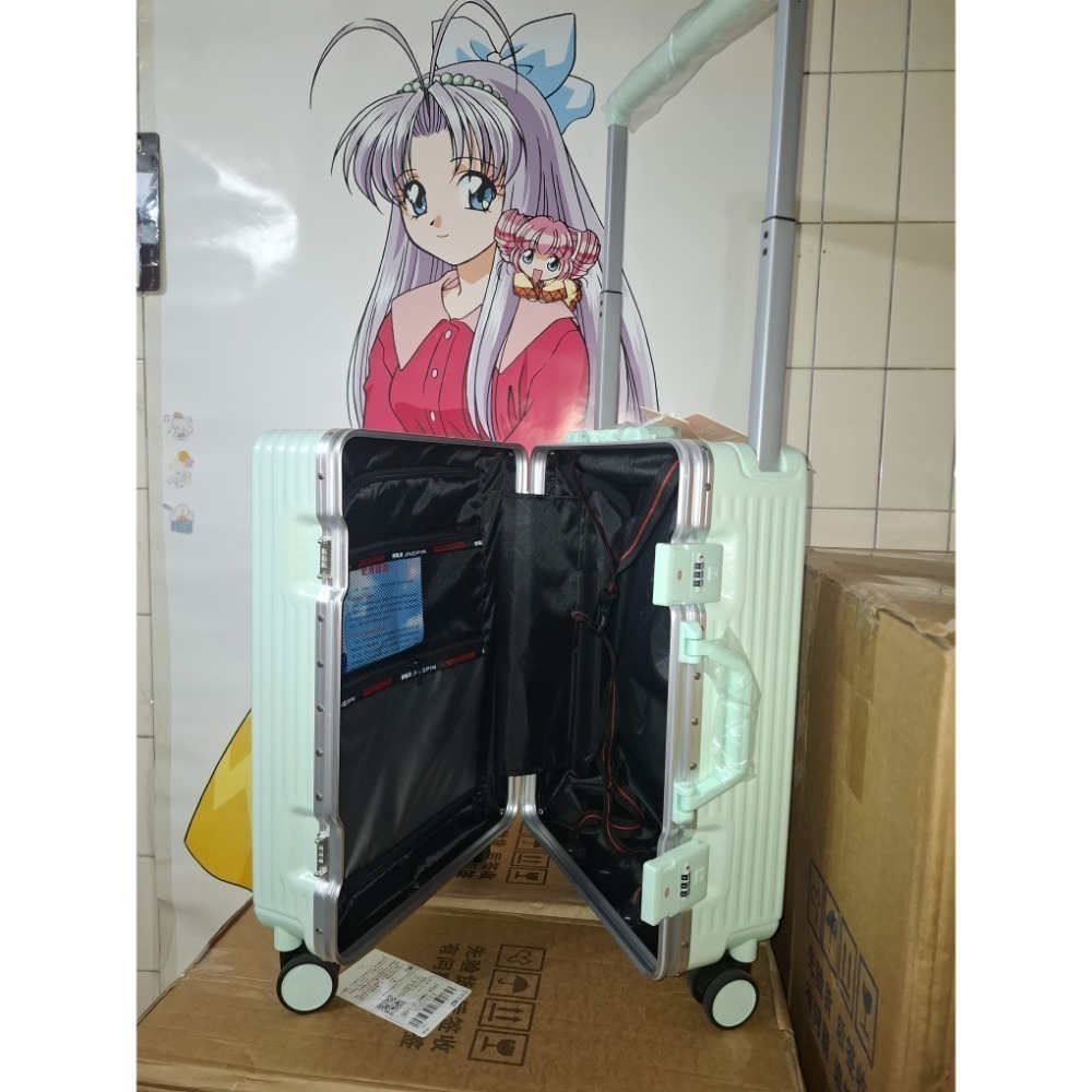 (屁蛋行李箱小舖)二手綠色寬拉桿行李箱-細節圖3