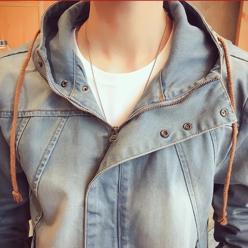 {BGB中大尺碼} 日系型男 復古 仿舊 男牛仔連帽外套 牛仔外套 連帽外套 長袖薄外套 男女同款-細節圖5