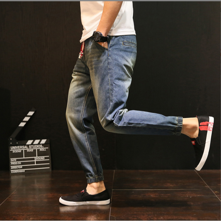 {BGB中大尺碼男裝} 日系街頭潮褲牛仔褲 男大碼加大特大牛仔束口褲 束腳褲 縮口褲 S~4XL / BMB57-細節圖2