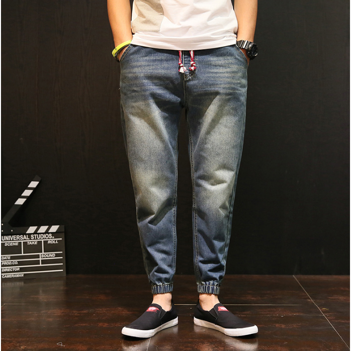 {BGB中大尺碼男裝} 日系街頭潮褲牛仔褲 男大碼加大特大牛仔束口褲 束腳褲 縮口褲 S~4XL / BMB57-細節圖3