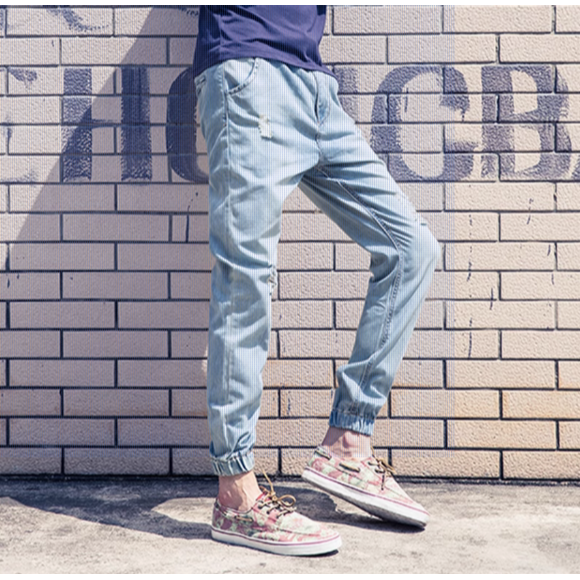 {BGB中大尺碼男裝} 日系復古仿舊牛仔縮口褲 男牛仔束口褲 束腳褲 縮口褲 BMB71-細節圖2