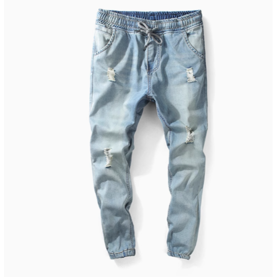 {BGB中大尺碼男裝} 日系復古仿舊牛仔縮口褲 男牛仔束口褲 束腳褲 縮口褲 BMB71-細節圖3