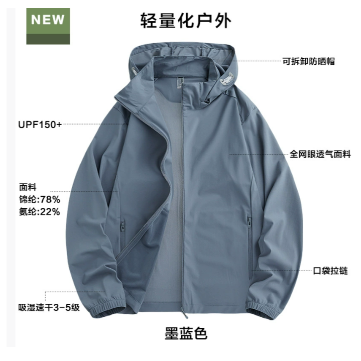 {BGB中大尺碼} UPF50+ 女款涼感冰絲防晒外套 連帽機車外套 薄款外套 BM02-細節圖6