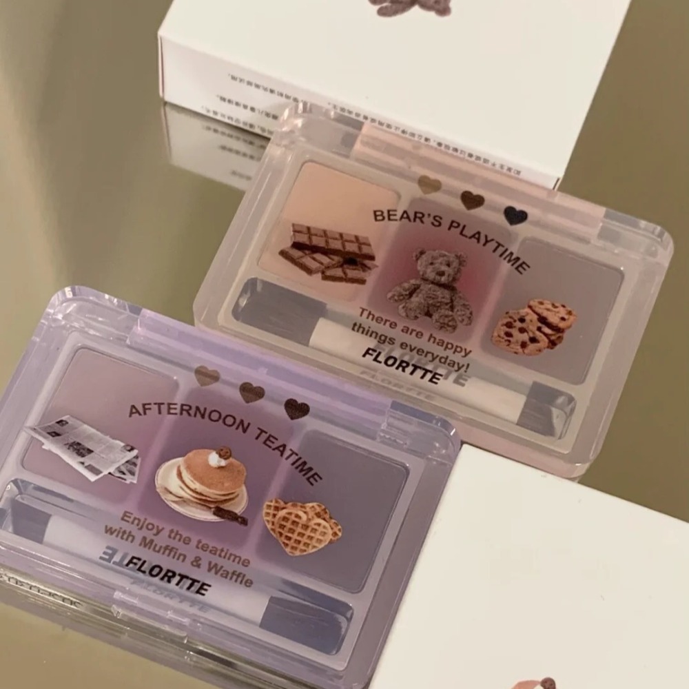正品授權🥞 FLORTTE 花洛莉亞 可愛頌三色眉粉 4.5G 花落莉亞 花洛利亞 高光膏 高光粉-細節圖2