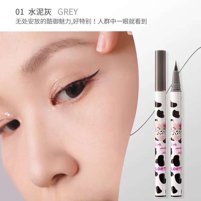 現貨✍🏻花洛莉亞 Flortte🐄 牛奶 眼線筆 臥蠶筆 不暈染 防油防水眼線筆 眼線膠 臥蠶 極細 奶牛 花落利亞-細節圖6
