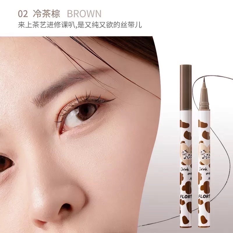 現貨✍🏻花洛莉亞 Flortte🐄 牛奶 眼線筆 臥蠶筆 不暈染 防油防水眼線筆 眼線膠 臥蠶 極細 奶牛 花落利亞-細節圖8