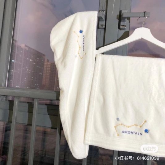 正品現貨💫爾木萄 乾髮帽+毛巾💫星球刺繡 套裝禮盒 交換禮物 生日禮物 毛巾組-細節圖8