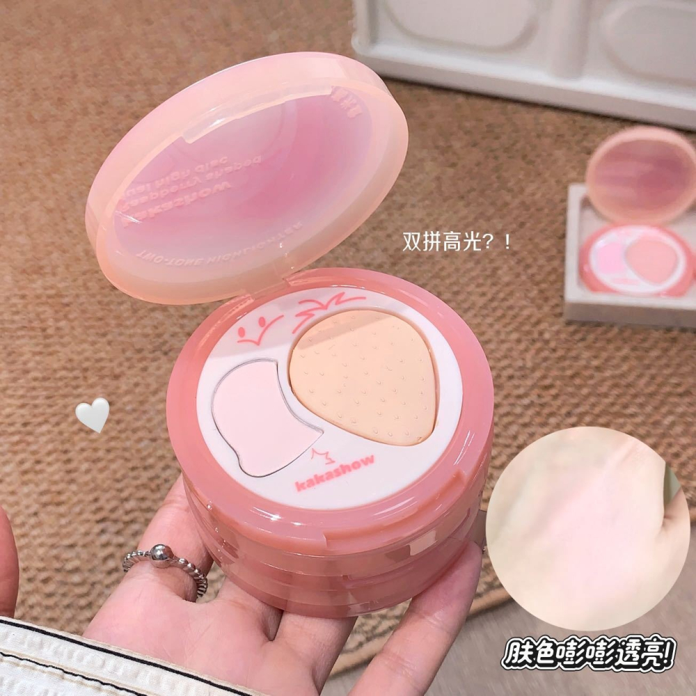 現貨🪐kakashow 草莓形 雙色 修容盤 立體 高光 腮紅  四色 高光粉 高光 提量 鼻影-細節圖6
