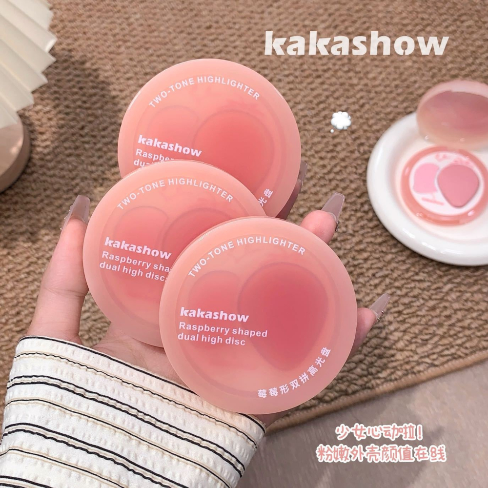 現貨🪐kakashow 草莓形 雙色 修容盤 立體 高光 腮紅  四色 高光粉 高光 提量 鼻影-細節圖7