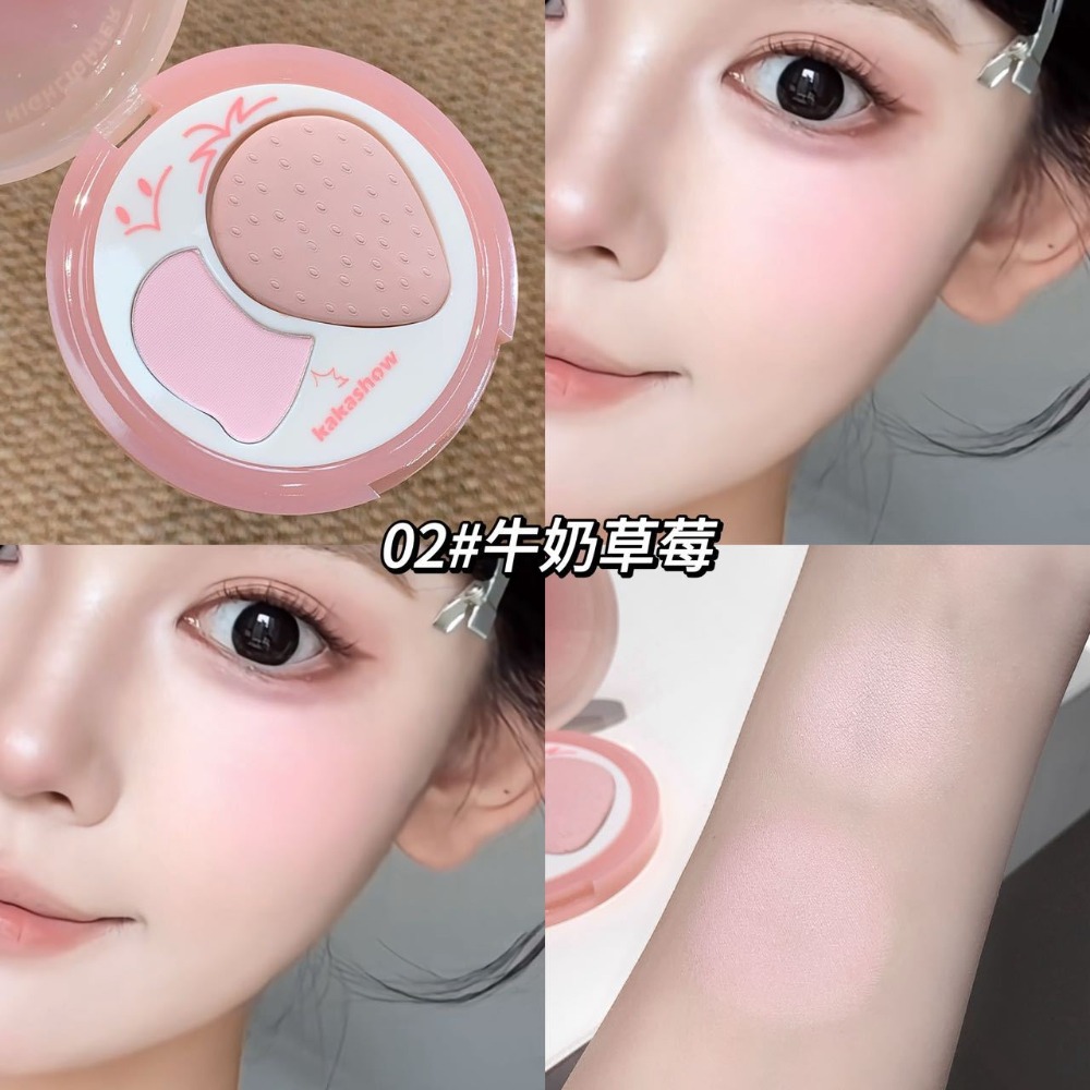 現貨🪐kakashow 草莓形 雙色 修容盤 立體 高光 腮紅  四色 高光粉 高光 提量 鼻影-規格圖9
