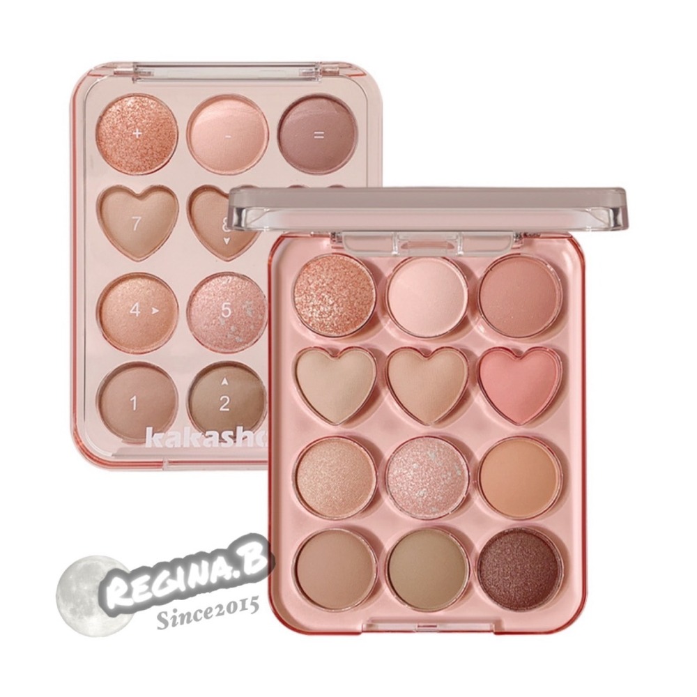 kakashow💕 加上減減 愛心 十二色 眼影盤 珠光 霧面 低飽和 灰粉 大地色 眼影-細節圖3