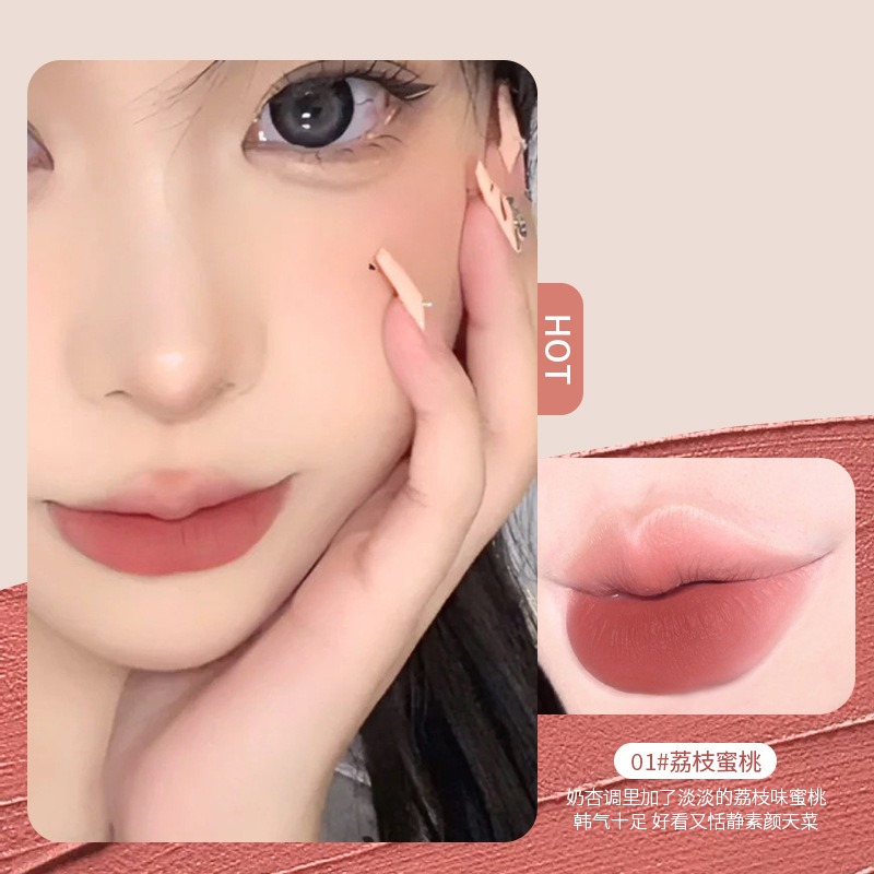 HEY.YUE🍰 草莓蛋糕 空氣 柔霧 唇釉 絲絨 霧面 唇釉 不掉色 不沾杯 蠟筆 口紅-細節圖3